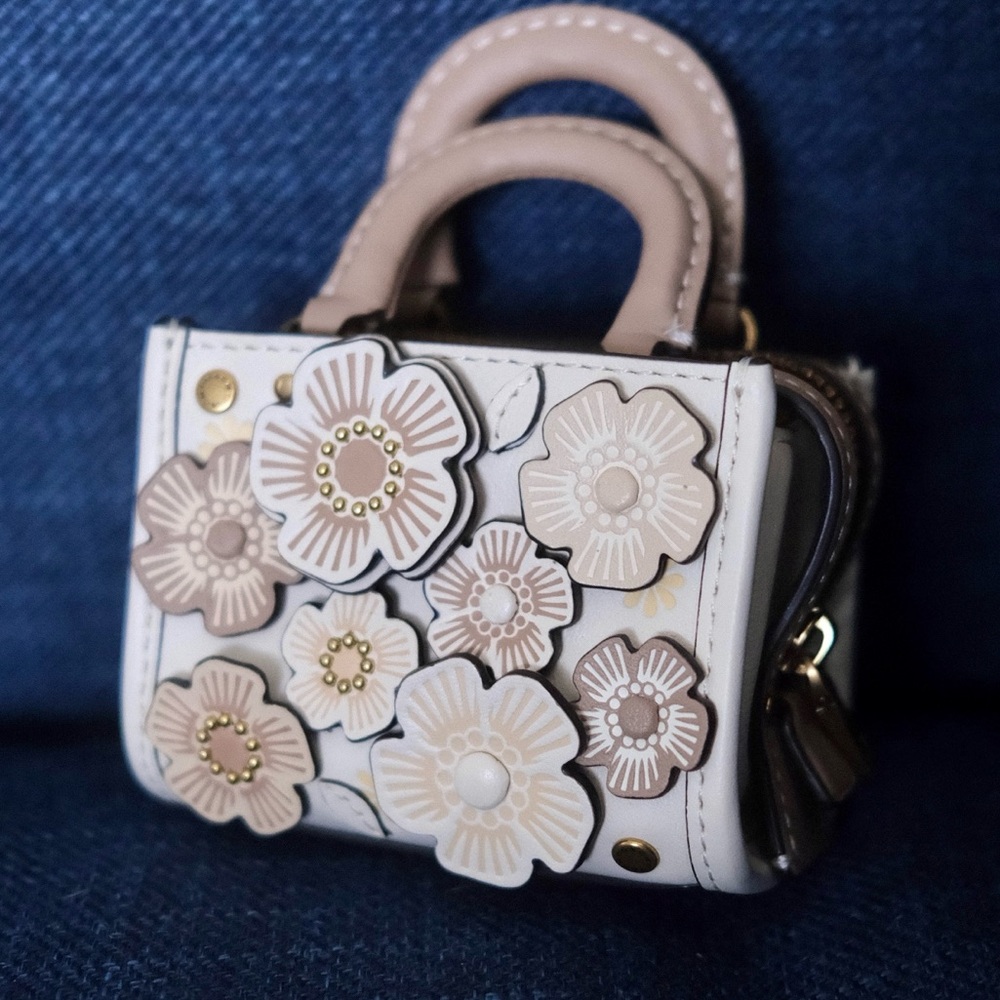 Mini Rogue Bag Charm With Tea Rose